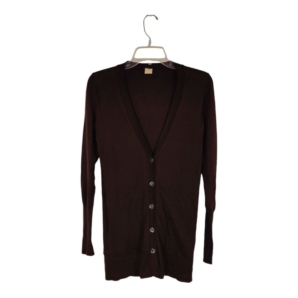 J Crew Cardigan Sweater Women's Small Maroon/Burgundy Merino Wool Lightweight S